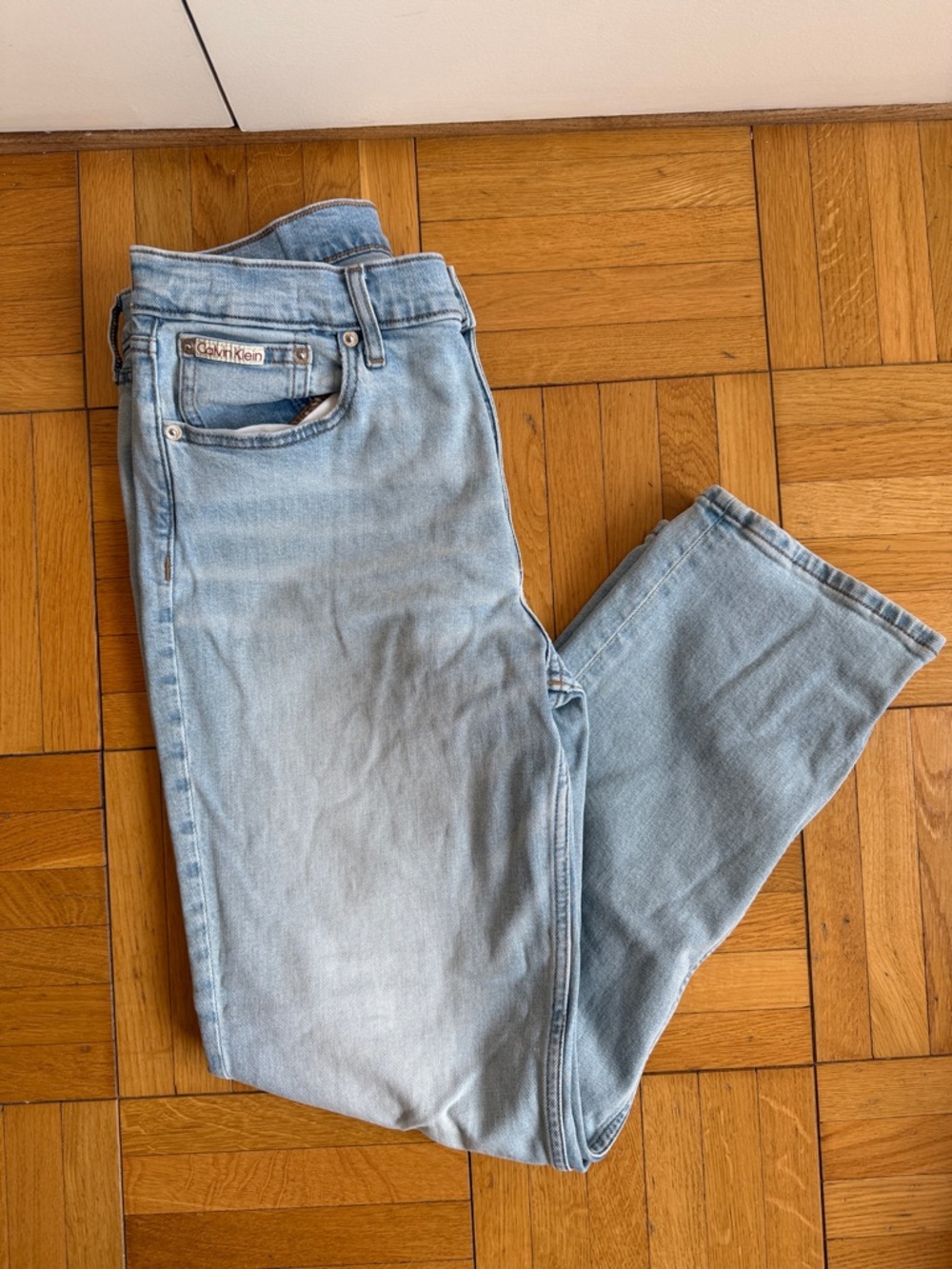 Calvin Klein Pale Blue Straight-Leg Jeans